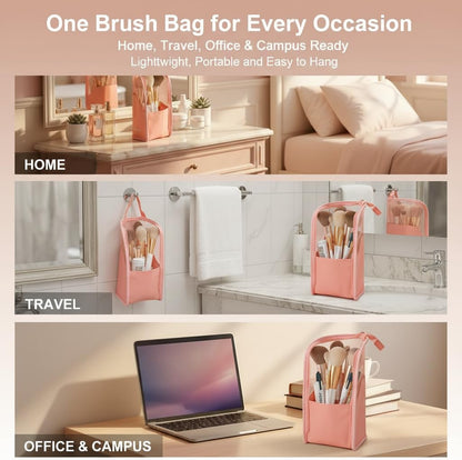 Hanging Toiletry Bag Organizer, Water Resistant Makeup Bag for Travel, Compact Toiletries Bag for Women Men Travel Accessories(pink)