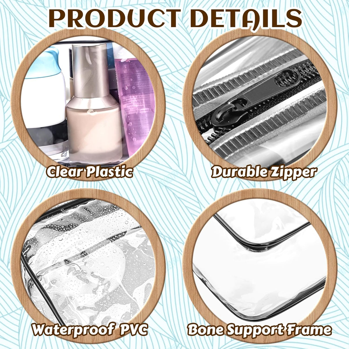 4Pack Clear Makeup Bags Waterproof Organizer Bags with Zipper Transparent Travel Cosmetic Bag TSA Approved Toiletry Bag Pouch Case for Vacation Airport Airline Compliant (Multicolour, Medium)