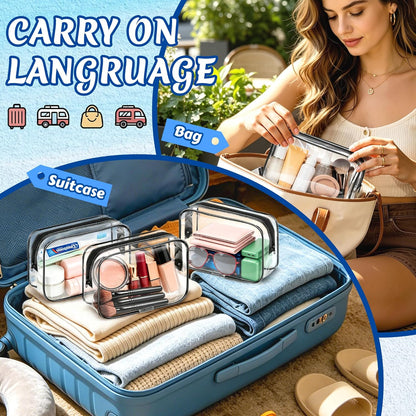 4Pack Clear Makeup Bags Waterproof Organizer Bags with Zipper Transparent Travel Cosmetic Bag TSA Approved Toiletry Bag Pouch Case for Vacation Airport Airline Compliant (Multicolour, Medium)