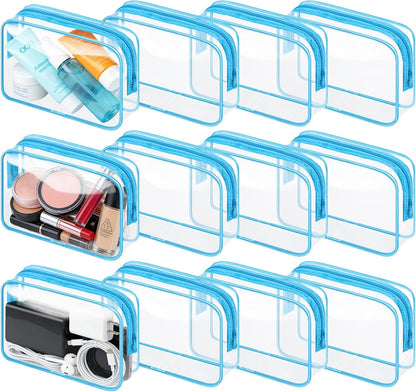 4Pack Clear Makeup Bags Waterproof Organizer Bags with Zipper Transparent Travel Cosmetic Bag TSA Approved Toiletry Bag Pouch Case for Vacation Airport Airline Compliant (Multicolour, Medium)