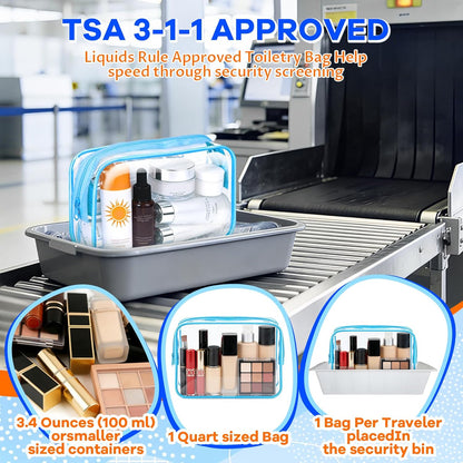4Pack Clear Makeup Bags Waterproof Organizer Bags with Zipper Transparent Travel Cosmetic Bag TSA Approved Toiletry Bag Pouch Case for Vacation Airport Airline Compliant (Multicolour, Medium)