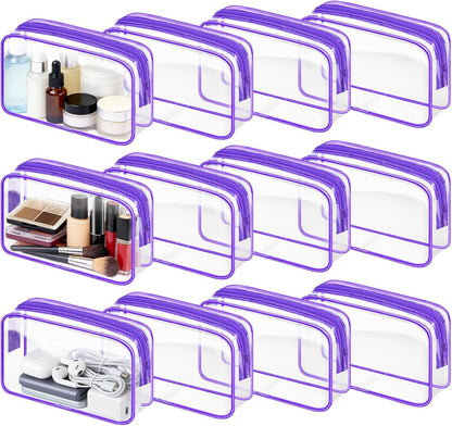 4Pack Clear Makeup Bags Waterproof Organizer Bags with Zipper Transparent Travel Cosmetic Bag TSA Approved Toiletry Bag Pouch Case for Vacation Airport Airline Compliant (Multicolour, Medium)