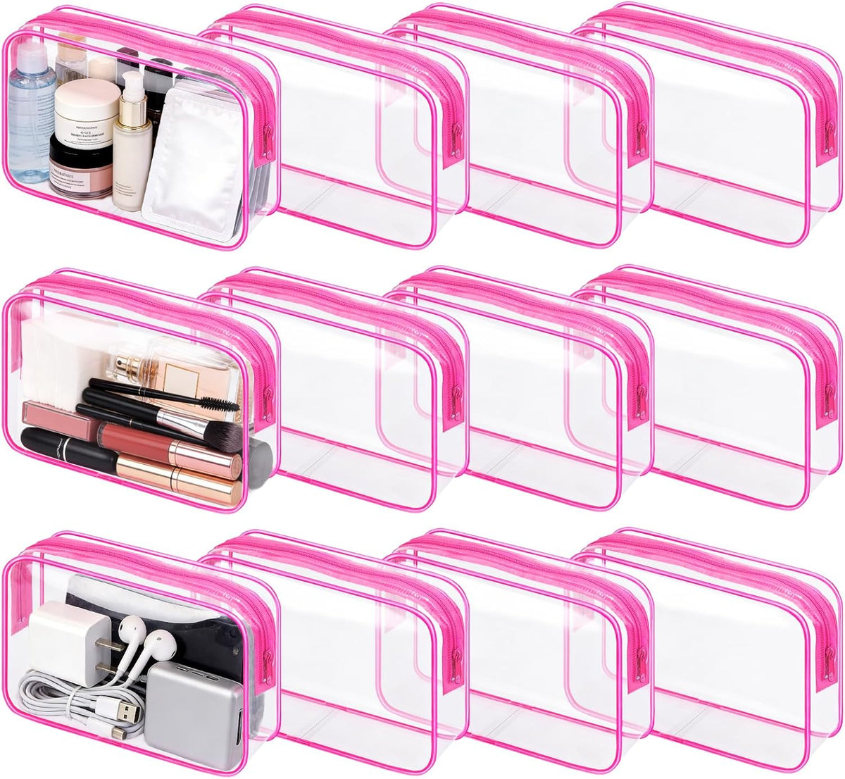 4Pack Clear Makeup Bags Waterproof Organizer Bags with Zipper Transparent Travel Cosmetic Bag TSA Approved Toiletry Bag Pouch Case for Vacation Airport Airline Compliant (Multicolour, Medium)