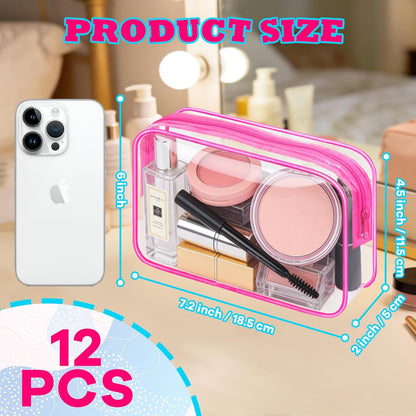 4Pack Clear Makeup Bags Waterproof Organizer Bags with Zipper Transparent Travel Cosmetic Bag TSA Approved Toiletry Bag Pouch Case for Vacation Airport Airline Compliant (Multicolour, Medium)
