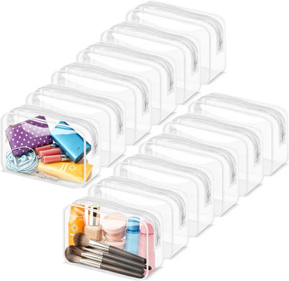 4Pack Clear Makeup Bags Waterproof Organizer Bags with Zipper Transparent Travel Cosmetic Bag TSA Approved Toiletry Bag Pouch Case for Vacation Airport Airline Compliant (Multicolour, Medium)