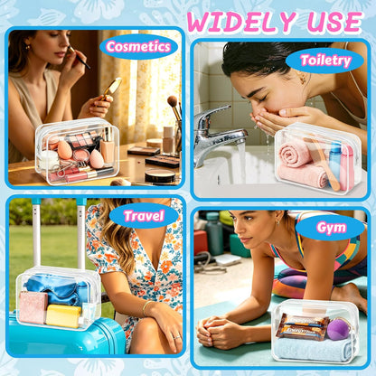 4Pack Clear Makeup Bags Waterproof Organizer Bags with Zipper Transparent Travel Cosmetic Bag TSA Approved Toiletry Bag Pouch Case for Vacation Airport Airline Compliant (Multicolour, Medium)