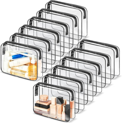 4Pack Clear Makeup Bags Waterproof Organizer Bags with Zipper Transparent Travel Cosmetic Bag TSA Approved Toiletry Bag Pouch Case for Vacation Airport Airline Compliant (Multicolour, Medium)