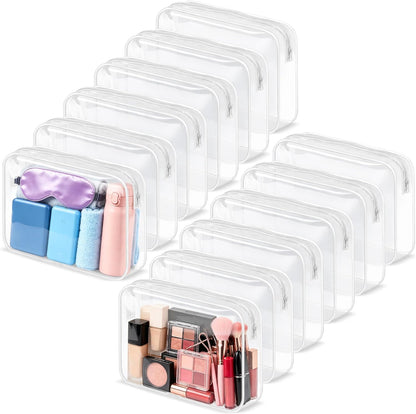4Pack Clear Makeup Bags Waterproof Organizer Bags with Zipper Transparent Travel Cosmetic Bag TSA Approved Toiletry Bag Pouch Case for Vacation Airport Airline Compliant (Multicolour, Medium)
