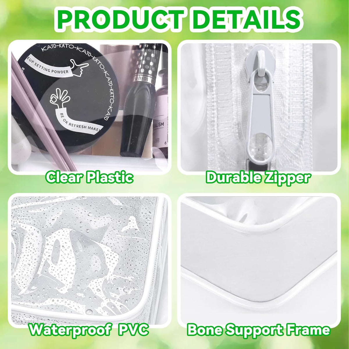 4Pack Clear Makeup Bags Waterproof Organizer Bags with Zipper Transparent Travel Cosmetic Bag TSA Approved Toiletry Bag Pouch Case for Vacation Airport Airline Compliant (Multicolour, Medium)