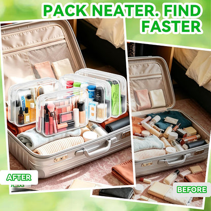 4Pack Clear Makeup Bags Waterproof Organizer Bags with Zipper Transparent Travel Cosmetic Bag TSA Approved Toiletry Bag Pouch Case for Vacation Airport Airline Compliant (Multicolour, Medium)