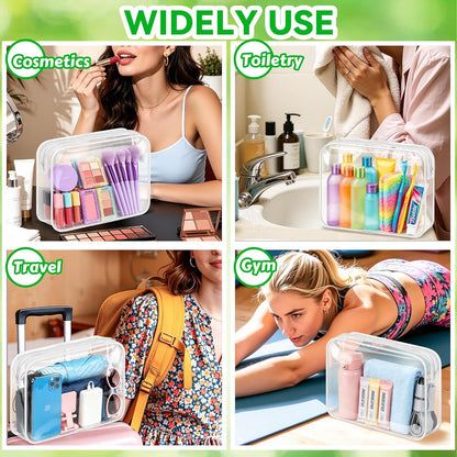 4Pack Clear Makeup Bags Waterproof Organizer Bags with Zipper Transparent Travel Cosmetic Bag TSA Approved Toiletry Bag Pouch Case for Vacation Airport Airline Compliant (Multicolour, Medium)