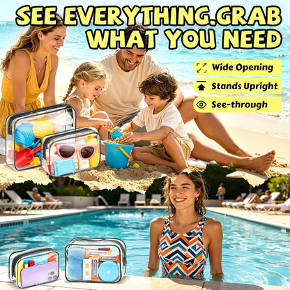 4Pack Clear Makeup Bags Waterproof Organizer Bags with Zipper Transparent Travel Cosmetic Bag TSA Approved Toiletry Bag Pouch Case for Vacation Airport Airline Compliant (Multicolour, Medium)