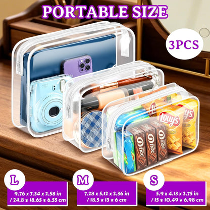4Pack Clear Makeup Bags Waterproof Organizer Bags with Zipper Transparent Travel Cosmetic Bag TSA Approved Toiletry Bag Pouch Case for Vacation Airport Airline Compliant (Multicolour, Medium)