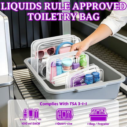 4Pack Clear Makeup Bags Waterproof Organizer Bags with Zipper Transparent Travel Cosmetic Bag TSA Approved Toiletry Bag Pouch Case for Vacation Airport Airline Compliant (Multicolour, Medium)