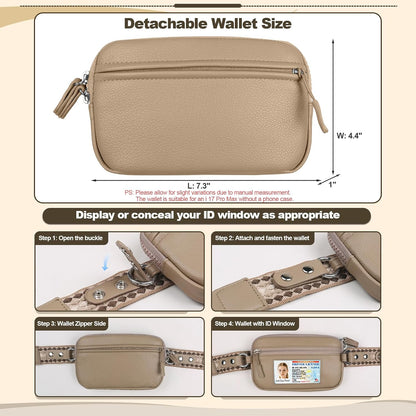 Clip and Go Phone Strap with Crossbody Wallet, Adjustable Phone Lanyard with Detachable RFID Wristlet Wallet, Anti-Theft Leather Purse with ID Window for Travel Essentials (Black)