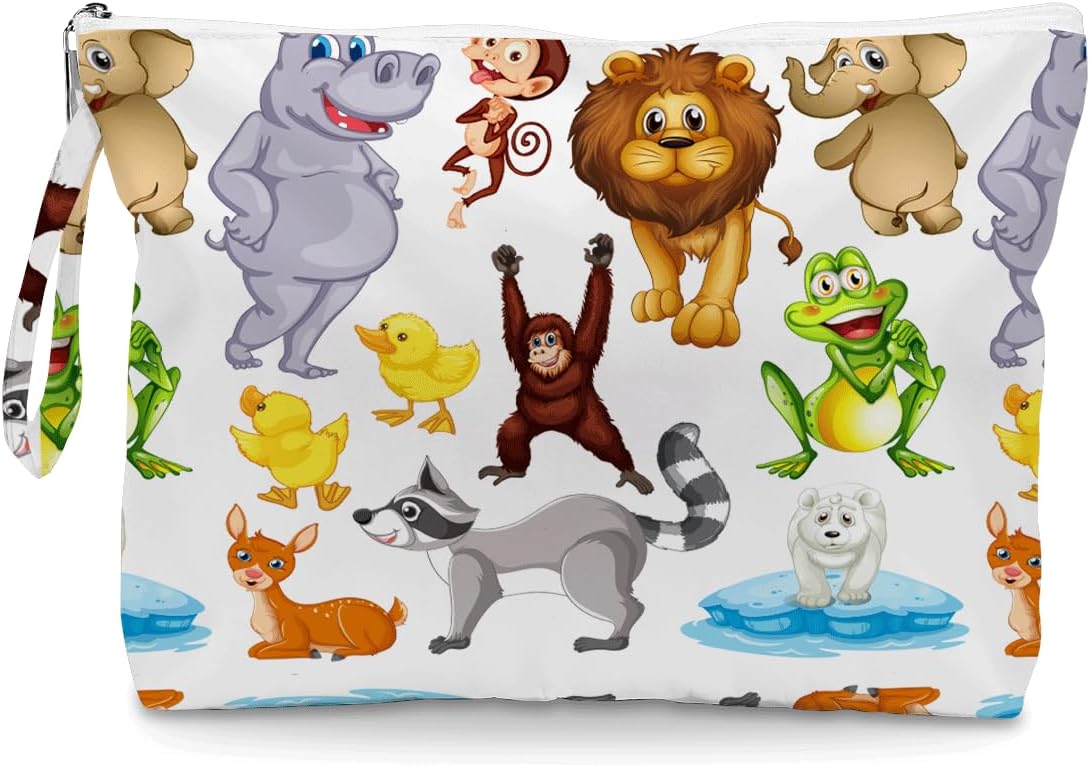 Wet Dry Bag, Wet Bag for Swimsuit, Diaper Sunscreen Large Zipper Pouch Waterproof Pouch, Beach Bags for Women, Various Cartoon Animal Patterns, Gifts for Ladies Girls Friends Colleagues and Sisters