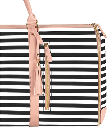 Garment Duffle Bags for Travel, Convertible Carry On Garment Bag for Women, Large PU Leather Foldable Travel Bag with Shoe Pouch, 2 in 1 Hanging Suitcase Dress Suit Travel Bags, Pink
