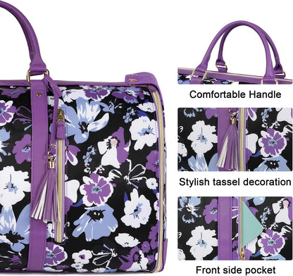 Garment Duffle Bags for Travel, Convertible Carry On Garment Bag for Women, Large PU Leather Foldable Travel Bag with Shoe Pouch, 2 in 1 Hanging Suitcase Dress Suit Travel Bags, Pink