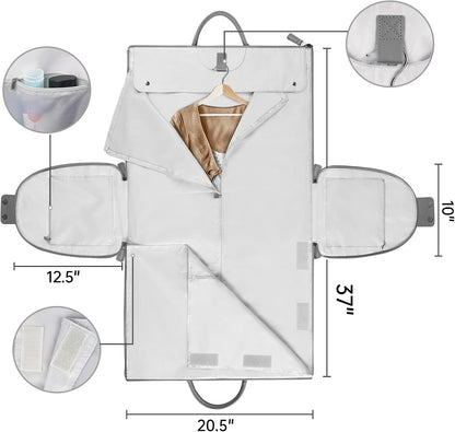 Garment Duffle Bags for Travel, Convertible Carry On Garment Bag for Women, Large PU Leather Foldable Travel Bag with Shoe Pouch, 2 in 1 Hanging Suitcase Dress Suit Travel Bags, Pink