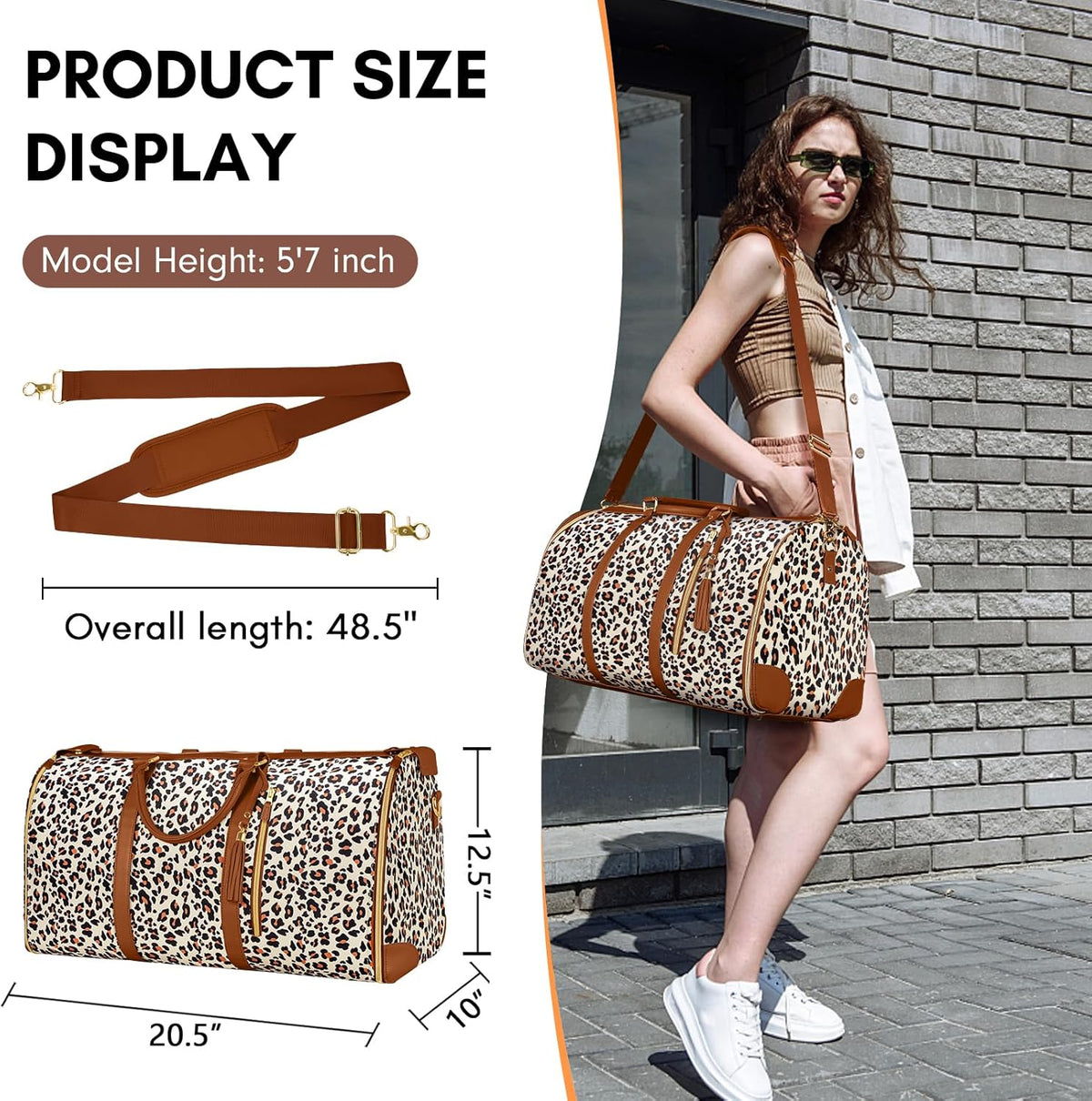 Garment Duffle Bags for Travel, Convertible Carry On Garment Bag for Women, Large PU Leather Foldable Travel Bag with Shoe Pouch, 2 in 1 Hanging Suitcase Dress Suit Travel Bags, Pink