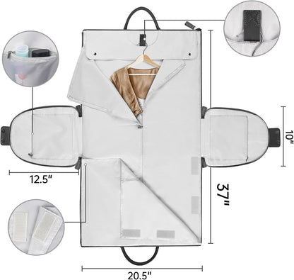 Garment Duffle Bags for Travel, Convertible Carry On Garment Bag for Women, Large PU Leather Foldable Travel Bag with Shoe Pouch, 2 in 1 Hanging Suitcase Dress Suit Travel Bags, Pink
