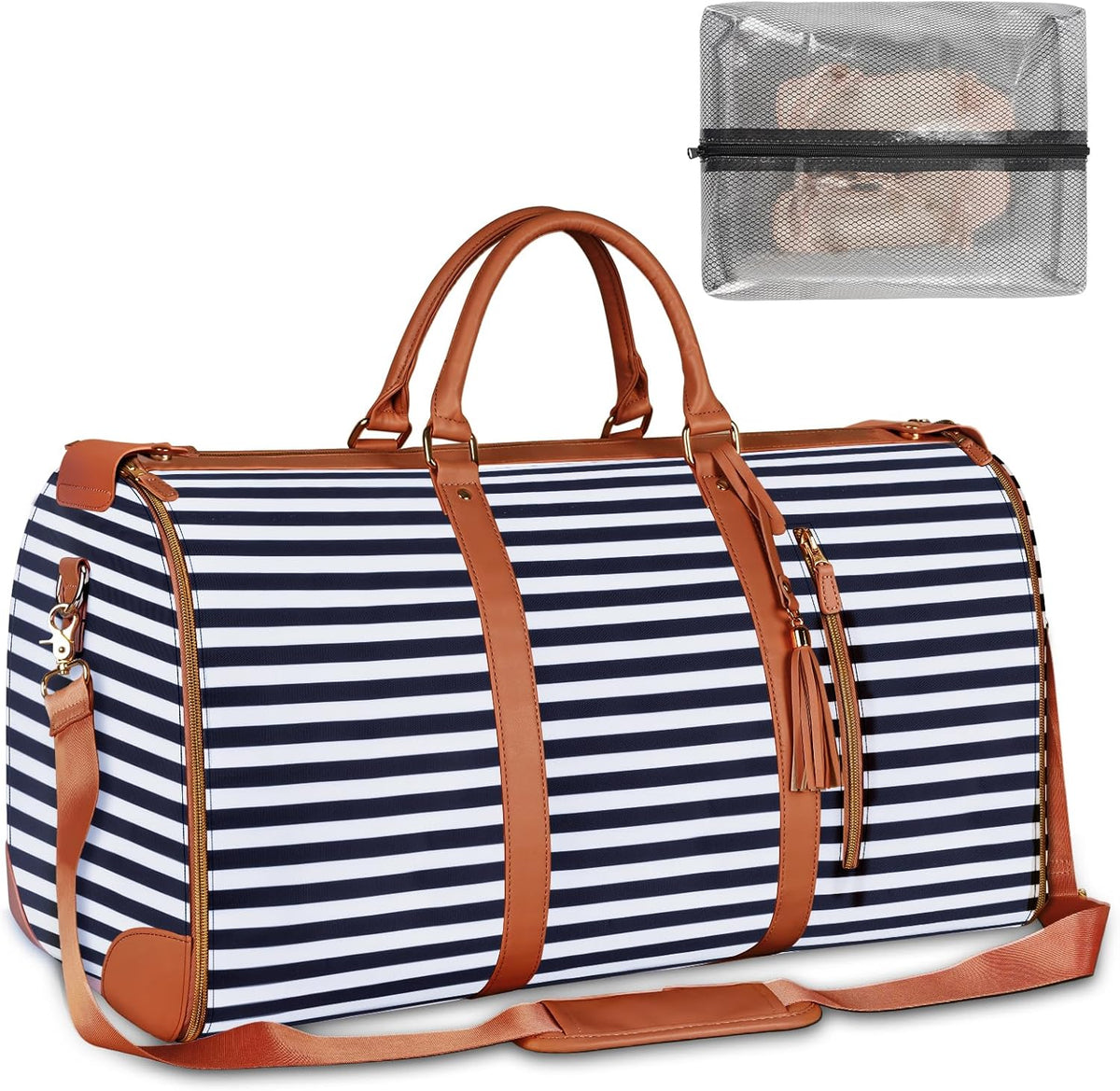 Garment Duffle Bags for Travel, Convertible Carry On Garment Bag for Women, Large PU Leather Foldable Travel Bag with Shoe Pouch, 2 in 1 Hanging Suitcase Dress Suit Travel Bags, Pink