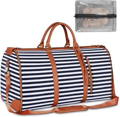 Garment Duffle Bags for Travel, Convertible Carry On Garment Bag for Women, Large PU Leather Foldable Travel Bag with Shoe Pouch, 2 in 1 Hanging Suitcase Dress Suit Travel Bags, Pink