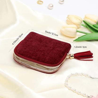 Travel Jewelry Organizer Case for Women, Jewelry Box 6-Layer Pouch Bags Small Velvet Jewelry Storage Bag Necklace Holder, Ring Box, Earrings Organizer, Travel Essentials (Royal Blue)