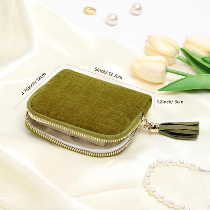 Travel Jewelry Organizer Case for Women, Jewelry Box 6-Layer Pouch Bags Small Velvet Jewelry Storage Bag Necklace Holder, Ring Box, Earrings Organizer, Travel Essentials (Royal Blue)