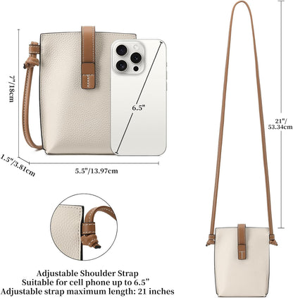 Leather Small Crossbody Bags for Women Phone Purse Minimalism Cell Phone Bag with Card Slot