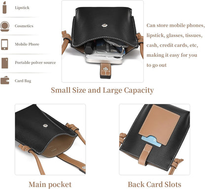 Leather Small Crossbody Bags for Women Phone Purse Minimalism Cell Phone Bag with Card Slot