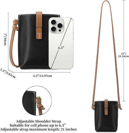 Leather Small Crossbody Bags for Women Phone Purse Minimalism Cell Phone Bag with Card Slot