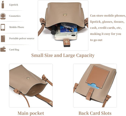 Leather Small Crossbody Bags for Women Phone Purse Minimalism Cell Phone Bag with Card Slot