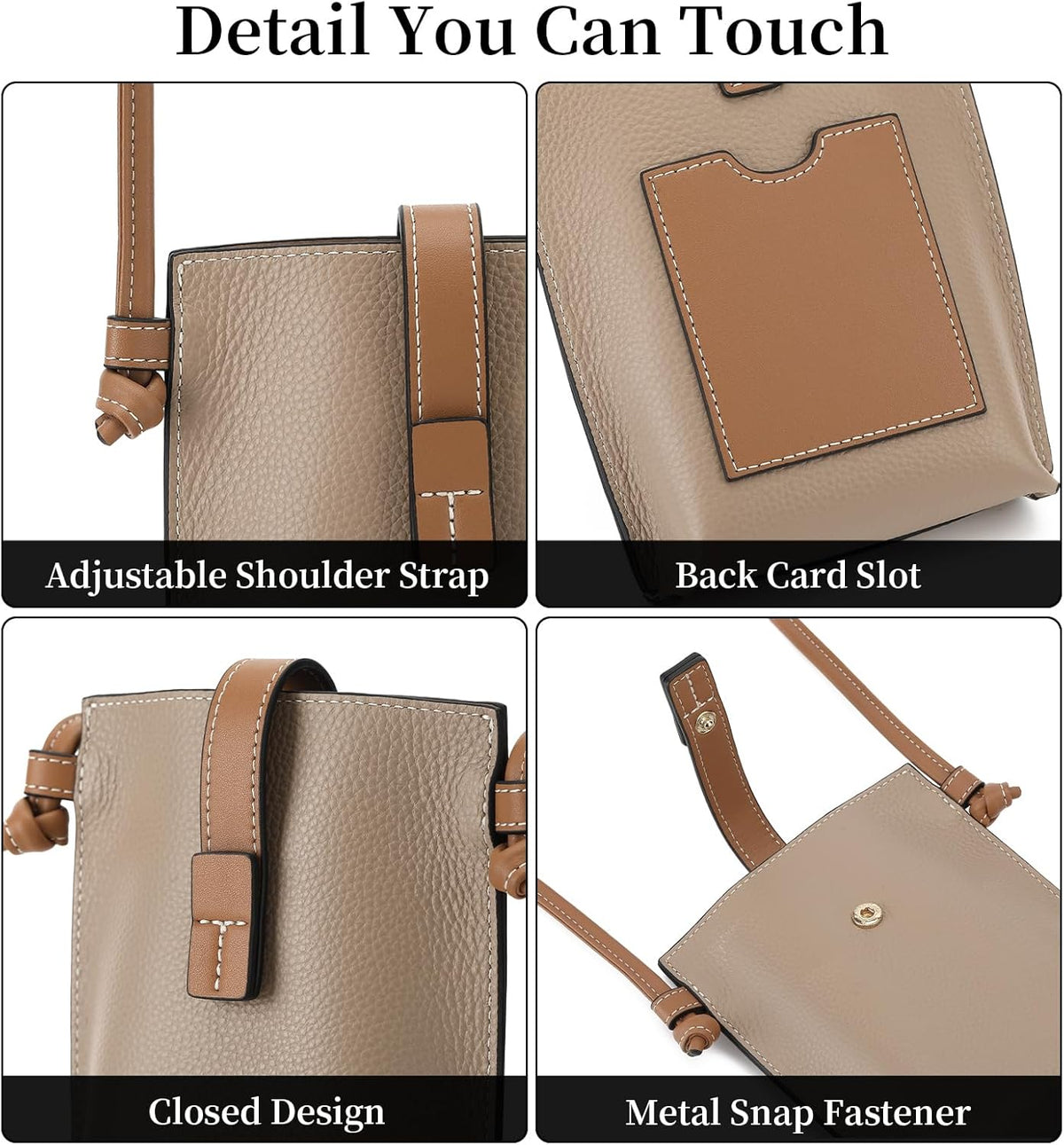 Leather Small Crossbody Bags for Women Phone Purse Minimalism Cell Phone Bag with Card Slot