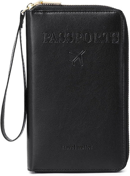 Rowgins Multi-Functional RFID Passports Wallet, Travel Wallet for Men & Women, Passports Holder for Travel RFID Blocking, Slim Leather Cover for Credit Cards Tickets Cash (Brown)
