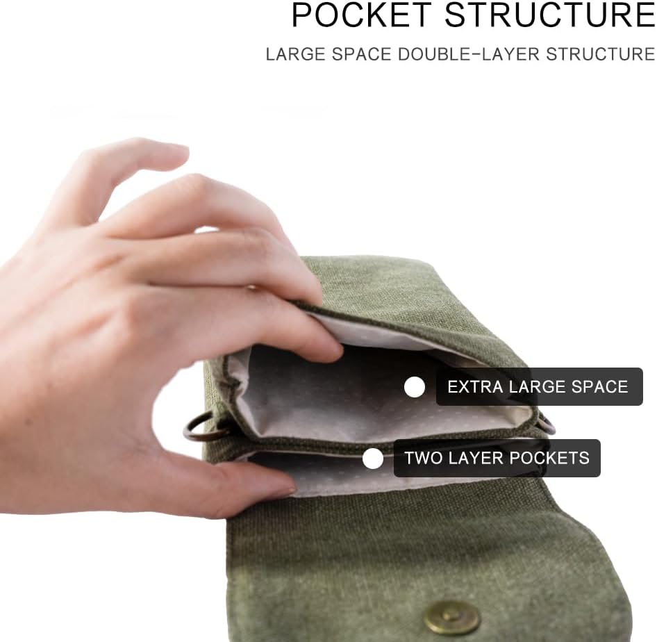 For Galaxy S25 Ultra,S24 Plus,A56/A14 Universal Small Canvas Crossbody Bag Pack Cell Phone Purse Wallet 4.7-7.2 inch Phones Adjustable Shoulder Strap for iPhone Air 17 16 Pro Max,Huawei/Sony (Green)