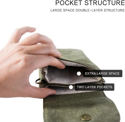 For Galaxy S25 Ultra,S24 Plus,A56/A14 Universal Small Canvas Crossbody Bag Pack Cell Phone Purse Wallet 4.7-7.2 inch Phones Adjustable Shoulder Strap for iPhone Air 17 16 Pro Max,Huawei/Sony (Green)