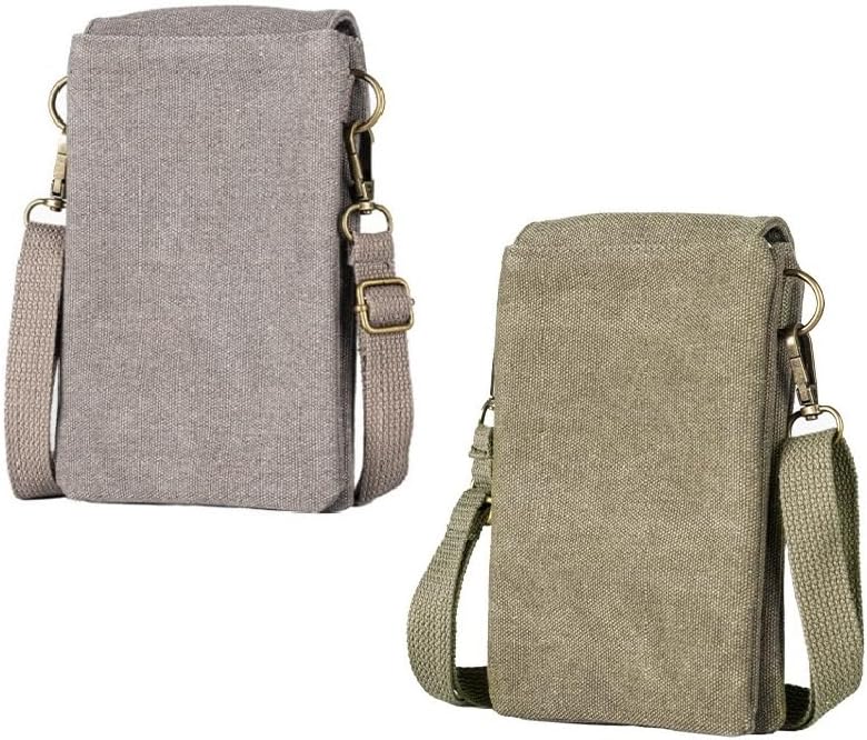 For Galaxy S25 Ultra,S24 Plus,A56/A14 Universal Small Canvas Crossbody Bag Pack Cell Phone Purse Wallet 4.7-7.2 inch Phones Adjustable Shoulder Strap for iPhone Air 17 16 Pro Max,Huawei/Sony (Green)
