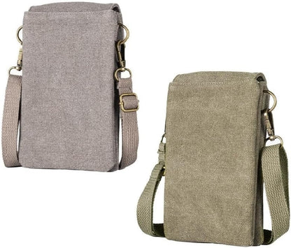 For Galaxy S25 Ultra,S24 Plus,A56/A14 Universal Small Canvas Crossbody Bag Pack Cell Phone Purse Wallet 4.7-7.2 inch Phones Adjustable Shoulder Strap for iPhone Air 17 16 Pro Max,Huawei/Sony (Green)