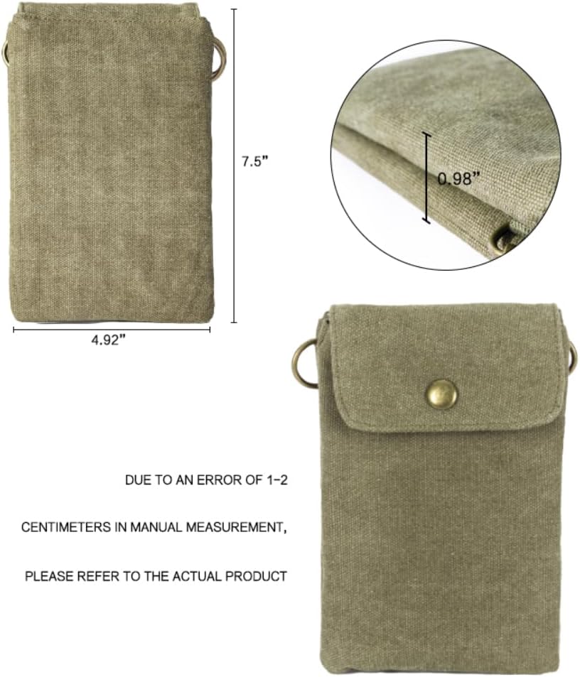 For Galaxy S25 Ultra,S24 Plus,A56/A14 Universal Small Canvas Crossbody Bag Pack Cell Phone Purse Wallet 4.7-7.2 inch Phones Adjustable Shoulder Strap for iPhone Air 17 16 Pro Max,Huawei/Sony (Green)