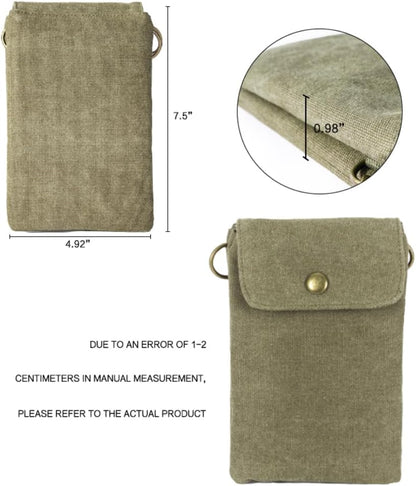 For Galaxy S25 Ultra,S24 Plus,A56/A14 Universal Small Canvas Crossbody Bag Pack Cell Phone Purse Wallet 4.7-7.2 inch Phones Adjustable Shoulder Strap for iPhone Air 17 16 Pro Max,Huawei/Sony (Green)
