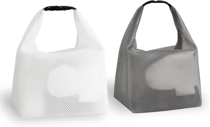 2 Pack Waterproof Travel Toiletry Bag – Large Clear EVA Bags for Gym, Travel, Daily Use & Cosmetics – Dry-Wet Separation, Snap Buckle, Lightweight Foldable Design (Gray & White)