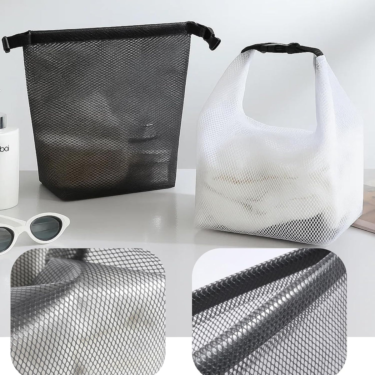 2 Pack Waterproof Travel Toiletry Bag – Large Clear EVA Bags for Gym, Travel, Daily Use & Cosmetics – Dry-Wet Separation, Snap Buckle, Lightweight Foldable Design (Gray & White)