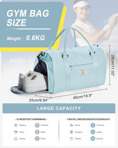 Gym Bag Womens Mens with Shoes Compartment and Wet Pocket Travel Duffel Bags for Women for Plane Sport Gym Tote Bag with Toiletry Bags Waterproof Weekend Overnight Carry on Bag Hospital Holdalls - Colors A