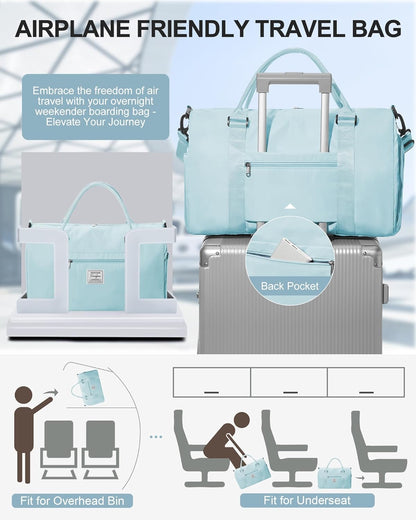 Gym Bag Womens Mens with Shoes Compartment and Wet Pocket Travel Duffel Bags for Women for Plane Sport Gym Tote Bag with Toiletry Bags Waterproof Weekend Overnight Carry on Bag Hospital Holdalls - Colors A