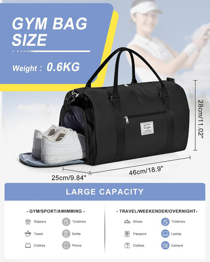 Gym Bag Womens Mens with Shoes Compartment and Wet Pocket Travel Duffel Bags for Women for Plane Sport Gym Tote Bag with Toiletry Bags Waterproof Weekend Overnight Carry on Bag Hospital Holdalls - Colors A