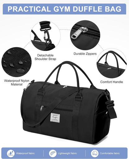 Gym Bag Womens Mens with Shoes Compartment and Wet Pocket Travel Duffel Bags for Women for Plane Sport Gym Tote Bag with Toiletry Bags Waterproof Weekend Overnight Carry on Bag Hospital Holdalls - Colors A