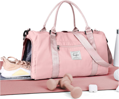 Gym Bag Womens Mens with Shoes Compartment and Wet Pocket Travel Duffel Bags for Women for Plane Sport Gym Tote Bag with Toiletry Bags Waterproof Weekend Overnight Carry on Bag Hospital Holdalls - Colors A