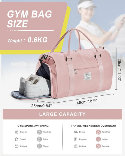 Gym Bag Womens Mens with Shoes Compartment and Wet Pocket Travel Duffel Bags for Women for Plane Sport Gym Tote Bag with Toiletry Bags Waterproof Weekend Overnight Carry on Bag Hospital Holdalls - Colors A