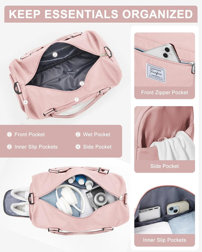 Gym Bag Womens Mens with Shoes Compartment and Wet Pocket Travel Duffel Bags for Women for Plane Sport Gym Tote Bag with Toiletry Bags Waterproof Weekend Overnight Carry on Bag Hospital Holdalls - Colors A